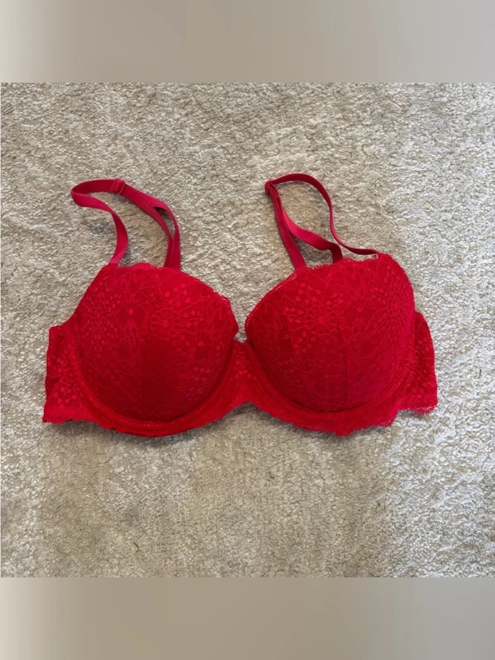 Victoria secret pink red lace bra with push up size 34C